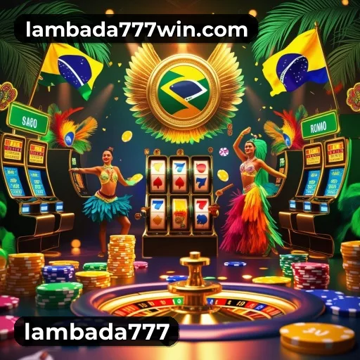 App lambada777 para iOS e Android — interface mobile, login biométrico e PIX integrado